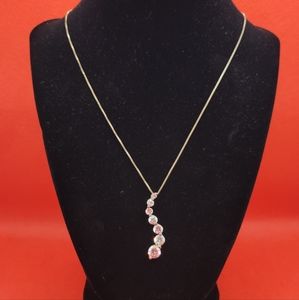 Sterling Silver Journey CZ Pendant Necklace J.C. Made in Italy Box Chain (S2)